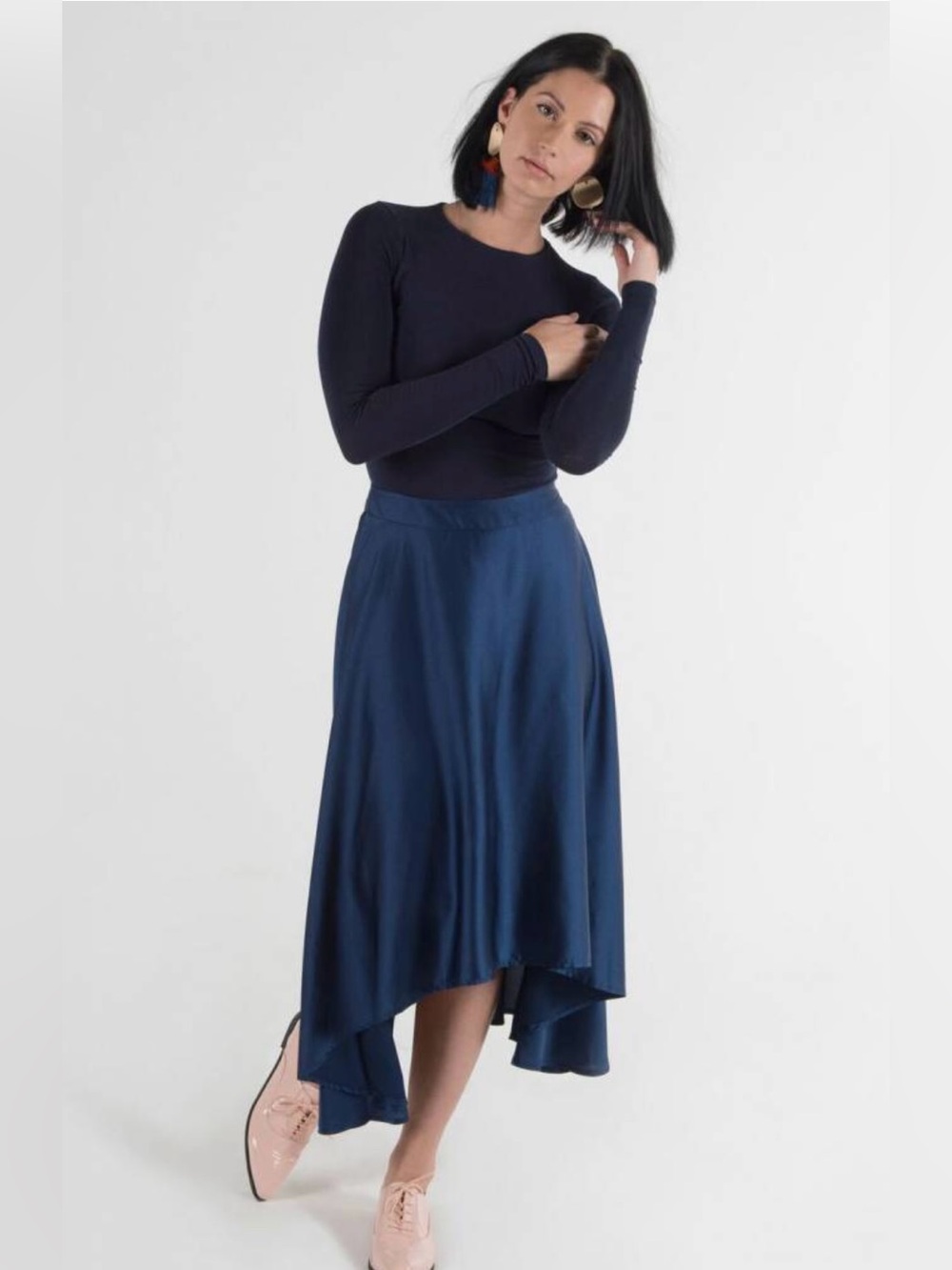 Code Silk Hi Low Slip Skirt